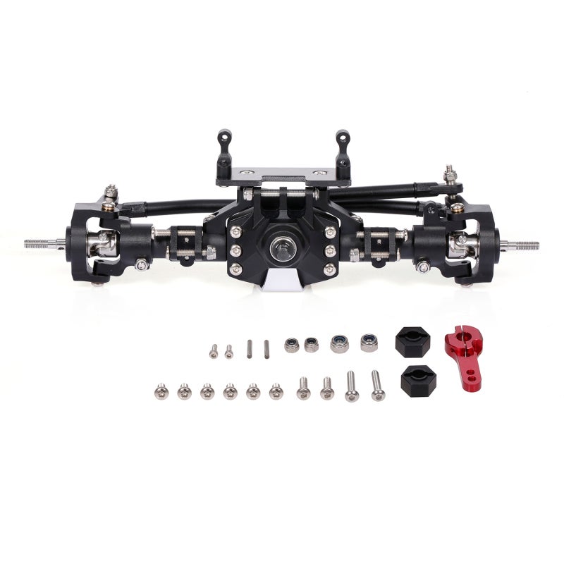 Axial SCX10 II Front & Rear Bridge Axle: Black Aluminum Alloy - Steel Inner Gear & Shaft 1/10 RC Crawler Car Parts for Axial SCX10 II 90046 90047 RC Car - Image 1