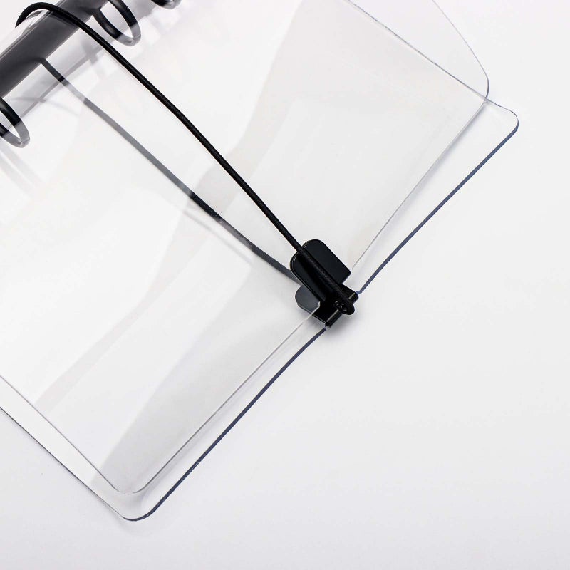 XiowDow Clear A6 Binder with Elastic Band 1.8mm Thick PVC Notebook Cover 6 Black 20mm Diameter Round Rings Budget Binder Planner Cover Journal Folder Organizer for A6 Binder Pockets Paper Refills - Image 5