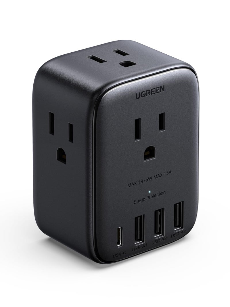 UGREEN Multi Plug Outlet Extender with Surge Protection, Compact 4-Sided 8-Port Design, GaN Power Strip with 20W PD Charging for iPhone, iPad Series, College Dorm/Office/Home/Travel Essentials - Image 1