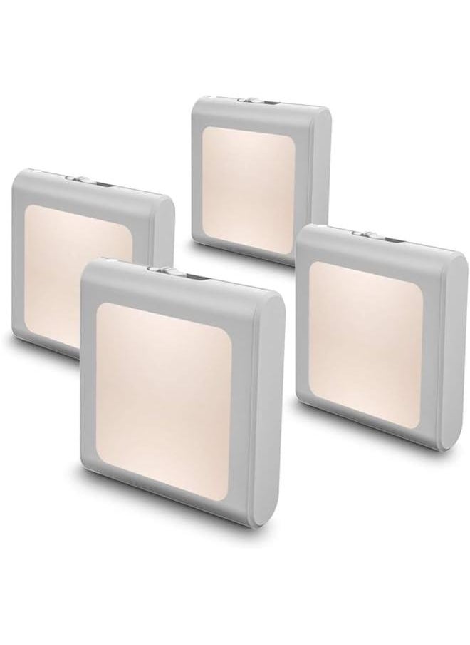 HOOKOR Plug In Led Night Light with Auto Dusk to Dawn Sensor, Adjustable Brightness Warm White Light for Hallway, Bedroom, Kids Room, Kitchen, Staircase (4 Pack)  - Image 1