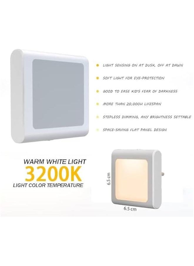 HOOKOR Plug In Led Night Light with Auto Dusk to Dawn Sensor, Adjustable Brightness Warm White Light for Hallway, Bedroom, Kids Room, Kitchen, Staircase (4 Pack)  - Image 2