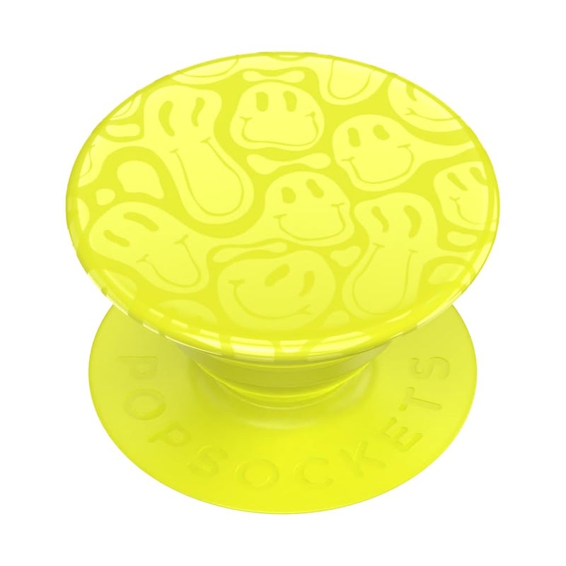 POPSOCKETS Phone Grip with Expanding Kickstand - Neon Jolt Yellow Smiley Melt - Image 1