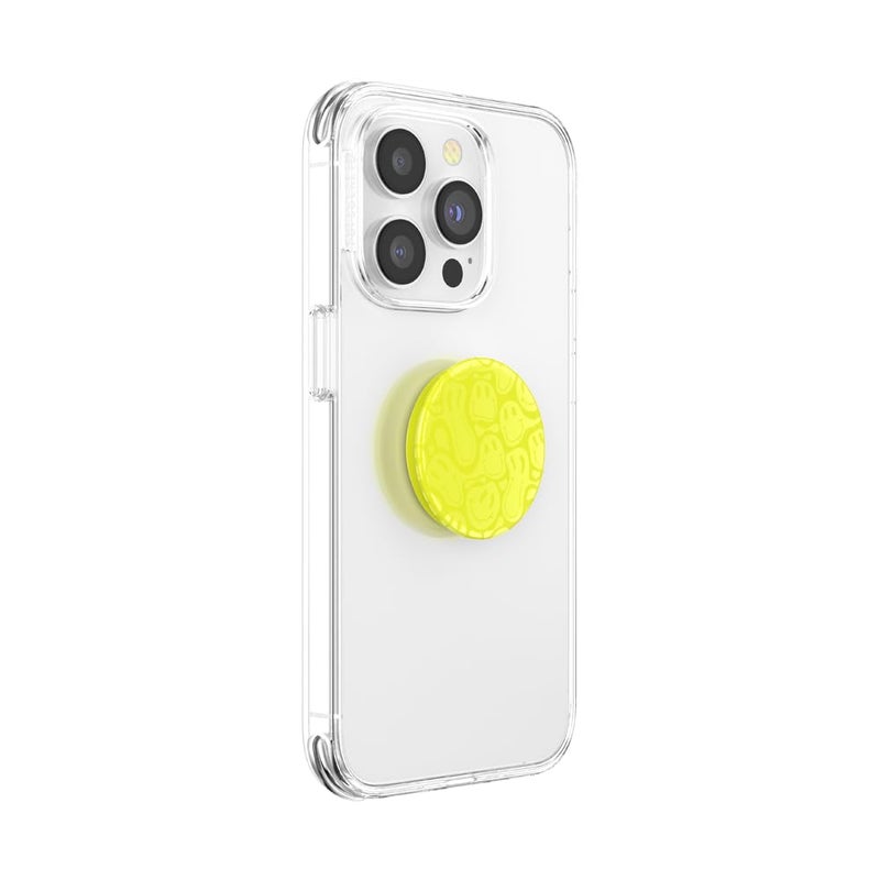 POPSOCKETS Phone Grip with Expanding Kickstand - Neon Jolt Yellow Smiley Melt - Image 4