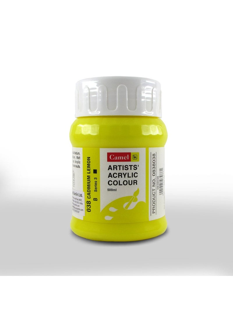 camel Camlin Kokuyo Artist Acrylic Colour 500 ml Series 3 Cadmium Lemon 