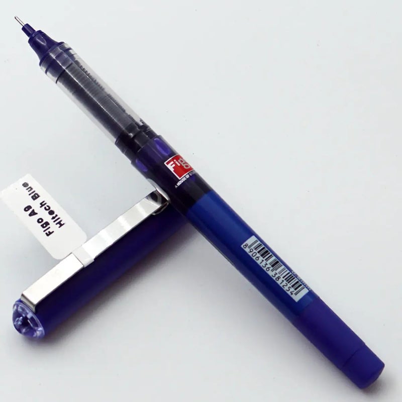 FiGo A9 Hitech Pen, 0.6mm Pipe Tip, Blue Body with Silver Clip, Pack of 10 - Image 2