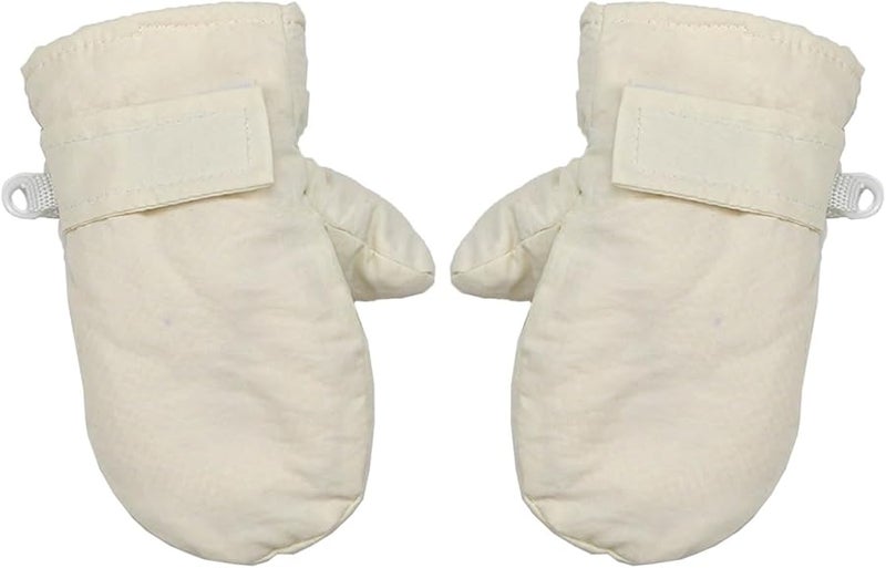 Beige Winter Gloves for Baby Boys Girls Warm Fleece Lining Mittens 15x8 5cm - Image 1