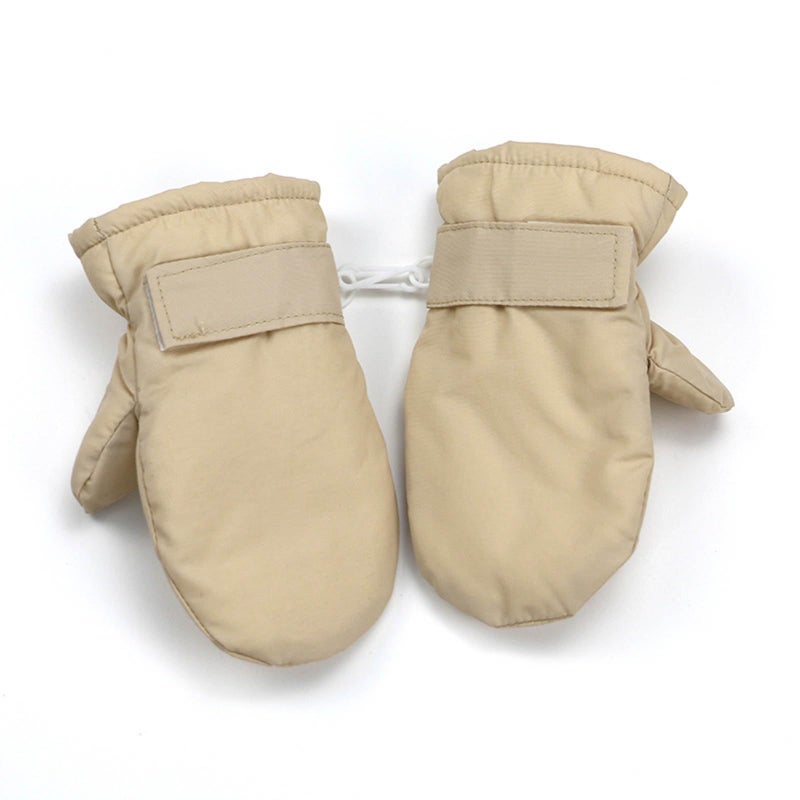 Beige Winter Gloves for Baby Boys Girls Warm Fleece Lining Mittens 15x8 5cm - Image 3