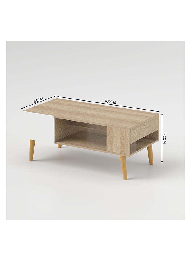 DANUBE HOME طاولة قهوة أدونيا متعددة الوظائف، طاولة مركزية موفرة للمساحة، أثاث بتصميم عصري لغرفة المعيشة المنزلية، الطول 100 × العرض 53 × الارتفاع 42 سم، خشب البلوط - Image 5