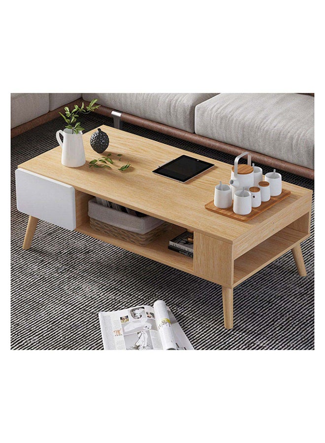 DANUBE HOME طاولة قهوة أدونيا متعددة الوظائف، طاولة مركزية موفرة للمساحة، أثاث بتصميم عصري لغرفة المعيشة المنزلية، الطول 100 × العرض 53 × الارتفاع 42 سم، خشب البلوط - Image 1