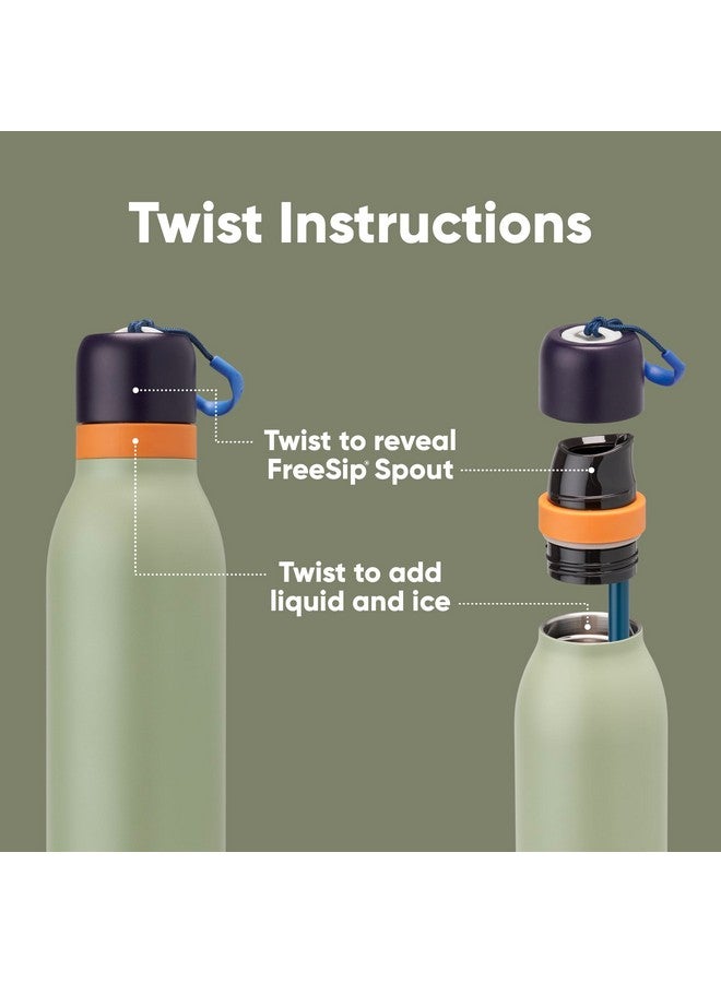 Owala Owala FreeSip Twist Insulated Stainless Steel Water Bottle with Straw for Sports and Travel, BPA-Free, 24-oz, Blue/Green (Camo Cool)  - Image 3