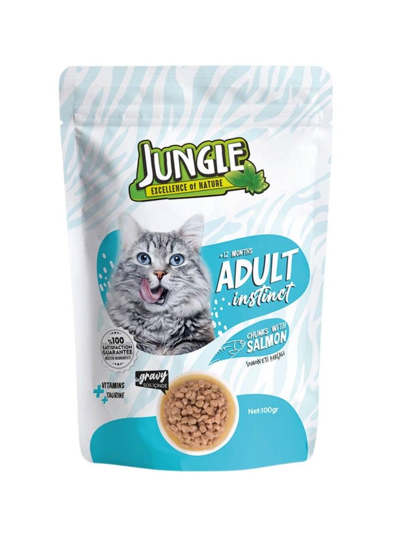 جانغل طعام جانجل الرطب مع سمك السلمون للقطط -4 عبوات، حجم كل عبوة 100 غرام - Image 2