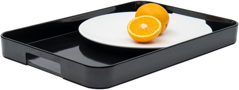 Bzyoo 115 x 16 Inch Large Rectangle Stackable Melamine Serving Tray with Handles  Minimalist Design MultiPurpose and Durable BPA Free Perfect for Kitchen Dining and Entertaining  Black - Image 1