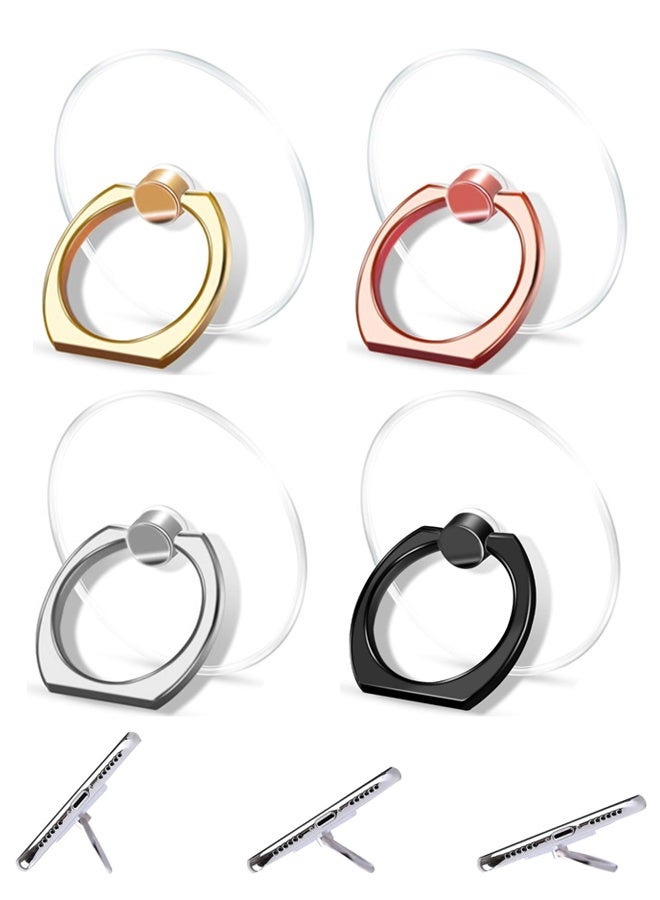 4PCS Cell Phone Ring Holder Stand Transparent Finger Grip Loop - Image 1