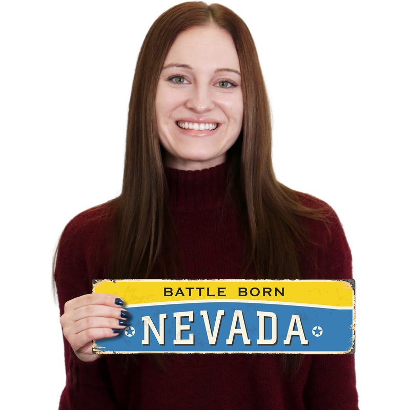 SmartSign 4 x 14 inch Nevada State Vintage Metal Sign Battle Born   40 mil Rustproof Aluminum with Clear Overcoat  Retro Wall D cor  Multicolor  Made in USA - Image 2