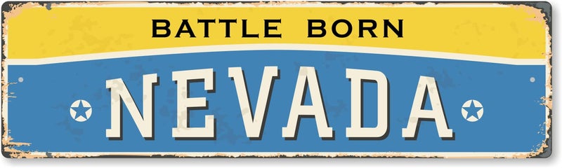 SmartSign 4 x 14 inch Nevada State Vintage Metal Sign Battle Born   40 mil Rustproof Aluminum with Clear Overcoat  Retro Wall D cor  Multicolor  Made in USA - Image 1