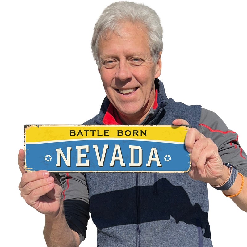 SmartSign 4 x 14 inch Nevada State Vintage Metal Sign Battle Born   40 mil Rustproof Aluminum with Clear Overcoat  Retro Wall D cor  Multicolor  Made in USA - Image 4