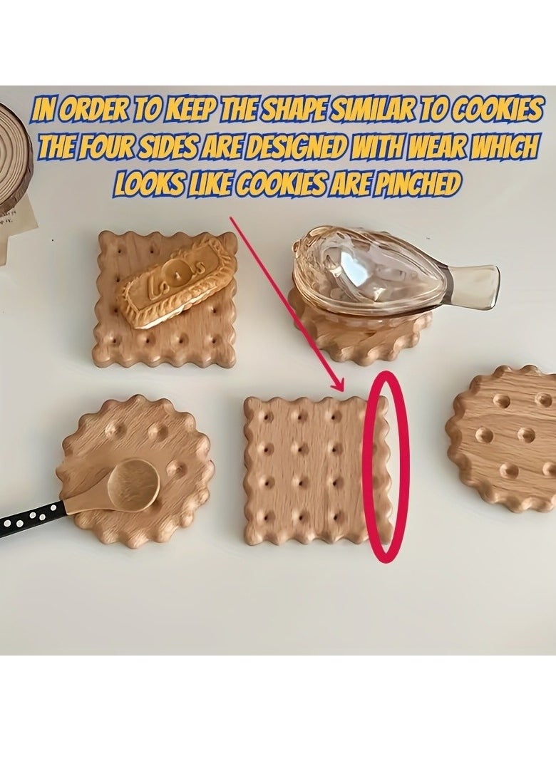 Generic 1 PC biscuit coaster, table coaster, decorative coaster, suitable for coffee cups, mugs, kung fu tea, etc. Beech wood bamboo coasters  - Image 4