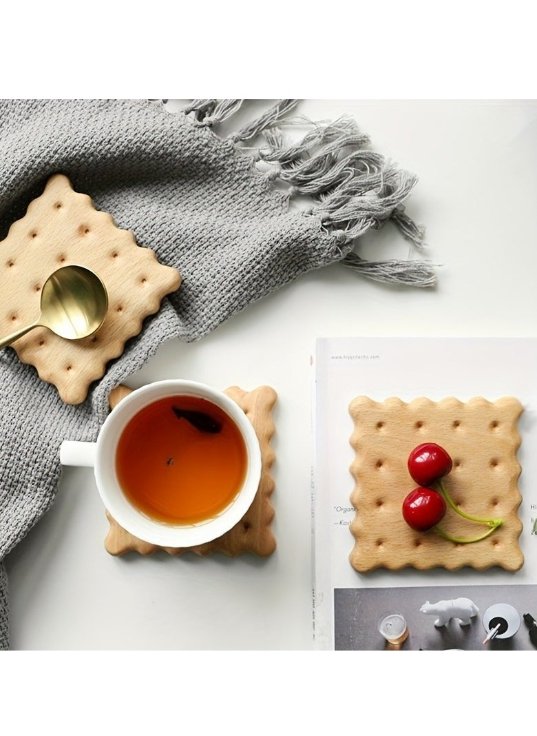 Generic 1 PC biscuit coaster, table coaster, decorative coaster, suitable for coffee cups, mugs, kung fu tea, etc. Beech wood bamboo coasters  - Image 5