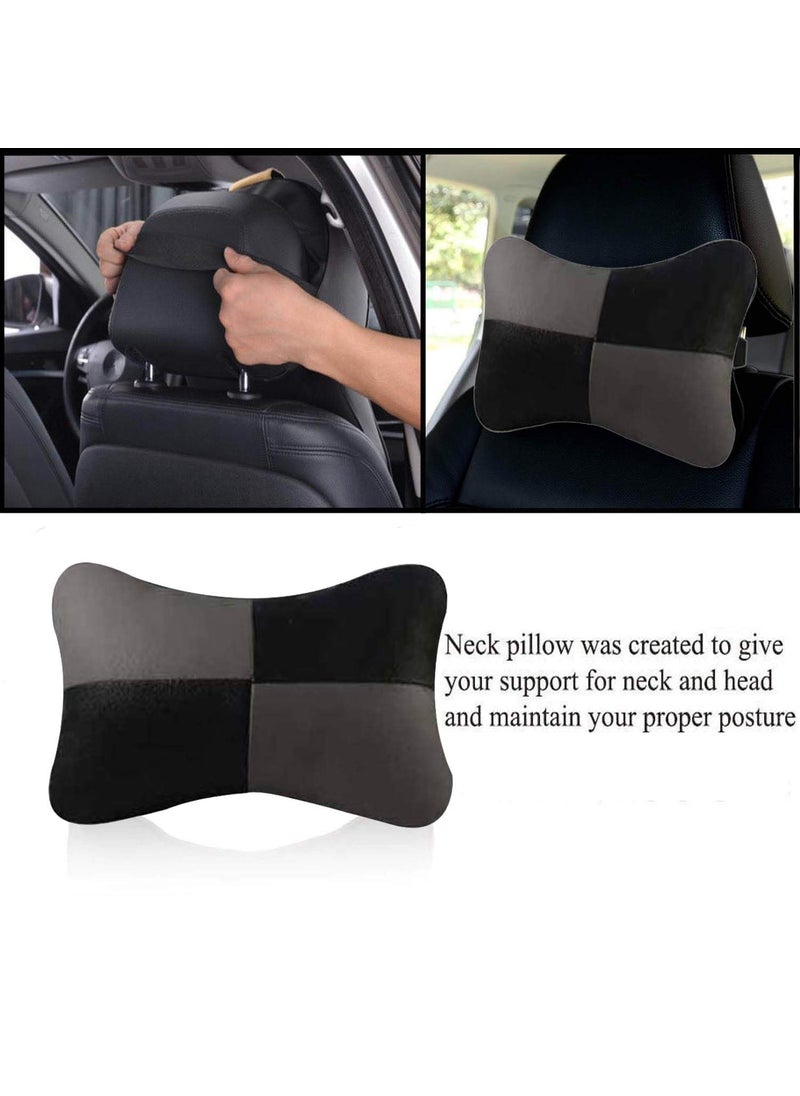 Adroitz Adroitz Grey Leathertte Material Neck Rest Cushion in Check Design for Car_2  - Image 4