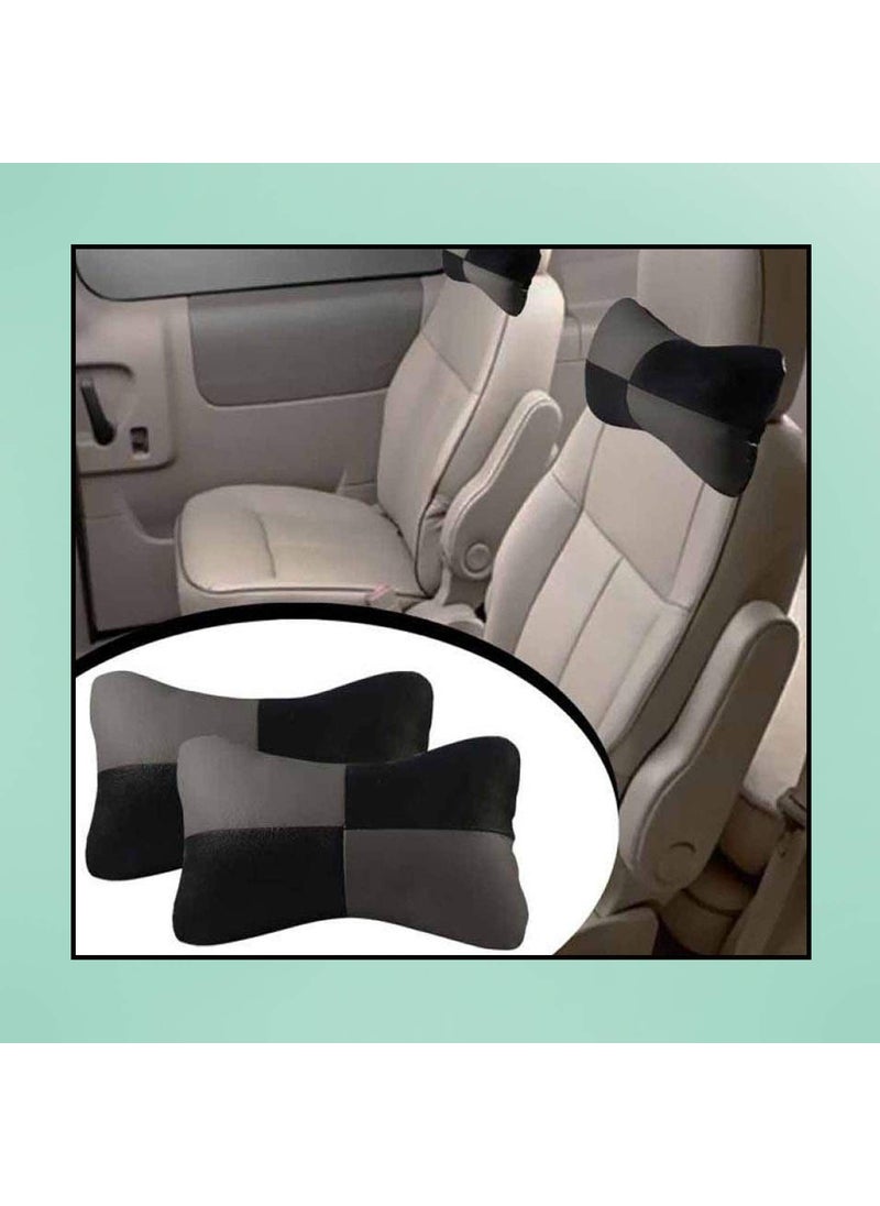 Adroitz Adroitz Grey Leathertte Material Neck Rest Cushion in Check Design for Car_2  - Image 5