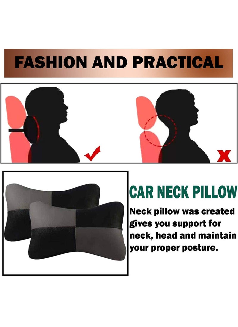 Adroitz Adroitz Grey Leathertte Material Neck Rest Cushion in Check Design for Car_2  - Image 3