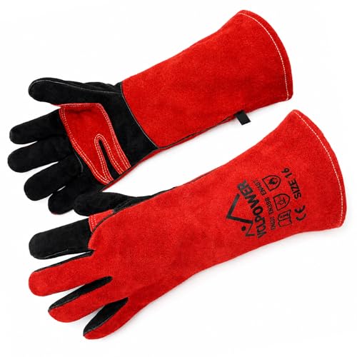 vclpower Welding Gloves 16 Inches 932F Extreme Heat Fire Resistant Leather Forge Gloves for Mig Tig Stick BBQ Fireplace Wood Stove Furnace Animal Handling Handling Dry Ice Safety Work 2XL - Image 1