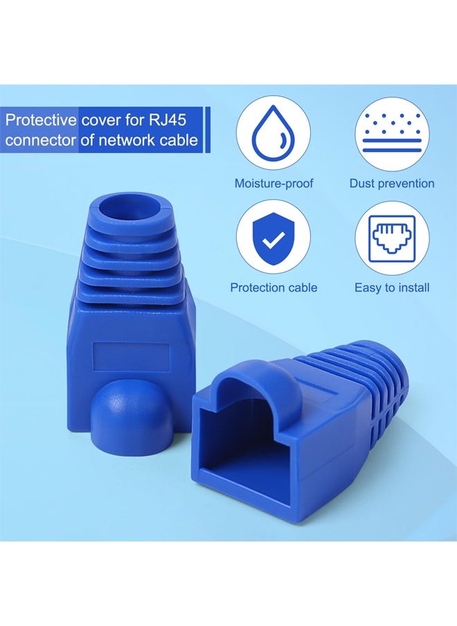 Taimi - RJ45 Cable Connector Boots Soft Plastic Ethernet Strain Relief Boots CAT5 CAT5E CAT6 CAT6E 100PCS - Blue - Image 1