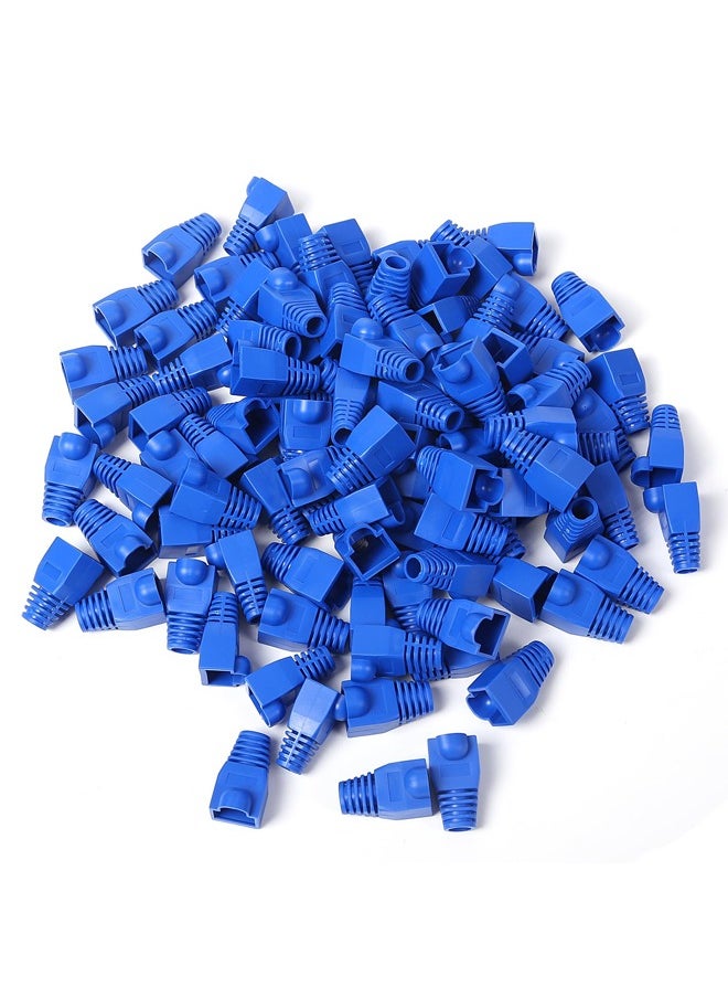 Taimi - RJ45 Cable Connector Boots Soft Plastic Ethernet Strain Relief Boots CAT5 CAT5E CAT6 CAT6E 100PCS - Blue - Image 1