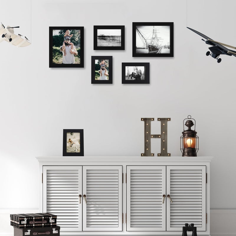 iRahmen 8x10 Picture Frame Set of 4, High Definition Glass Black Picture Frame, 8 x 10 Wood Rustic Photo Frames for Horizontal or Vertical Table Top and Wall Mounting - Image 2