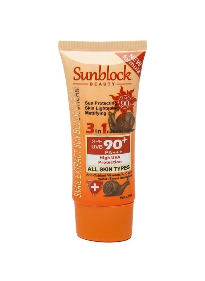 Snail Extract Sun Block Cream SPF90 All Skin Types 60ml
