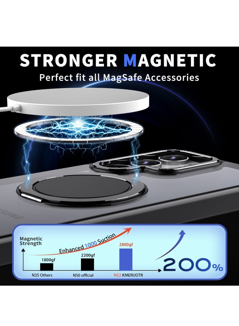 for Samsung Galaxy S23 Ultra Case with  360° Rotatable Magnetic Ring Stand, TPU Shockproof Bumper, PC Translucent Matte Anti-fingerprint Mobile Phone Case,  S23 Ultra 5G 6.8 inch Slim Fit Back Cover - Image 4