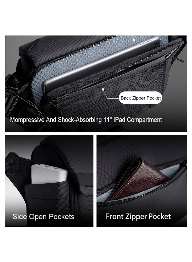 أركتيك هانتر حقيبة كاميرا Arctic Hunter حقيبة كروس بودي لكاميرا DSLR والعدسة مع حامل ثلاثي القوائم وجيوب متعددة لبطارية iPad مقاومة للصدمات ومقاومة للماء وحقيبة كاميرا بكتف واحد للرجال والنساء، لون أسود - Image 5