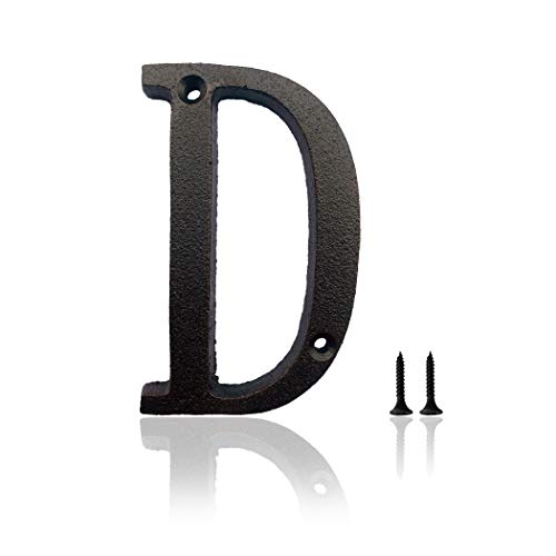 hom&us 5 Inch House Numbers, Cast Iron House Numbers for Outside, Address Numbers for Houses, Farmhouse, Garage, Shop, Offices, Hotel, LETTER D - Image 1