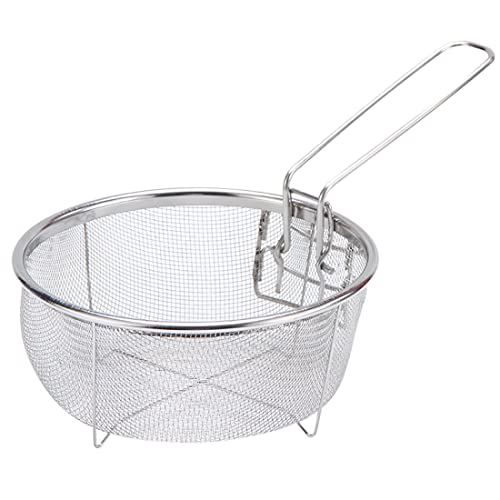Boxweer Stainless Steel Deep Fry Basket with Detachable Handle for Frying, Serving Food - Multifunctional Fryer Basket - Round/9 Inch - Image 1