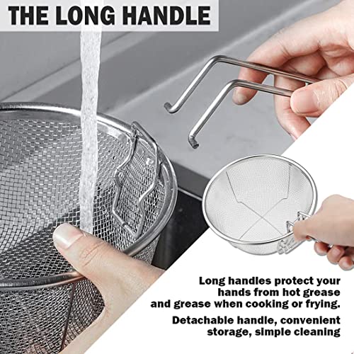 Boxweer Stainless Steel Deep Fry Basket with Detachable Handle for Frying, Serving Food - Multifunctional Fryer Basket - Round/9 Inch - Image 3