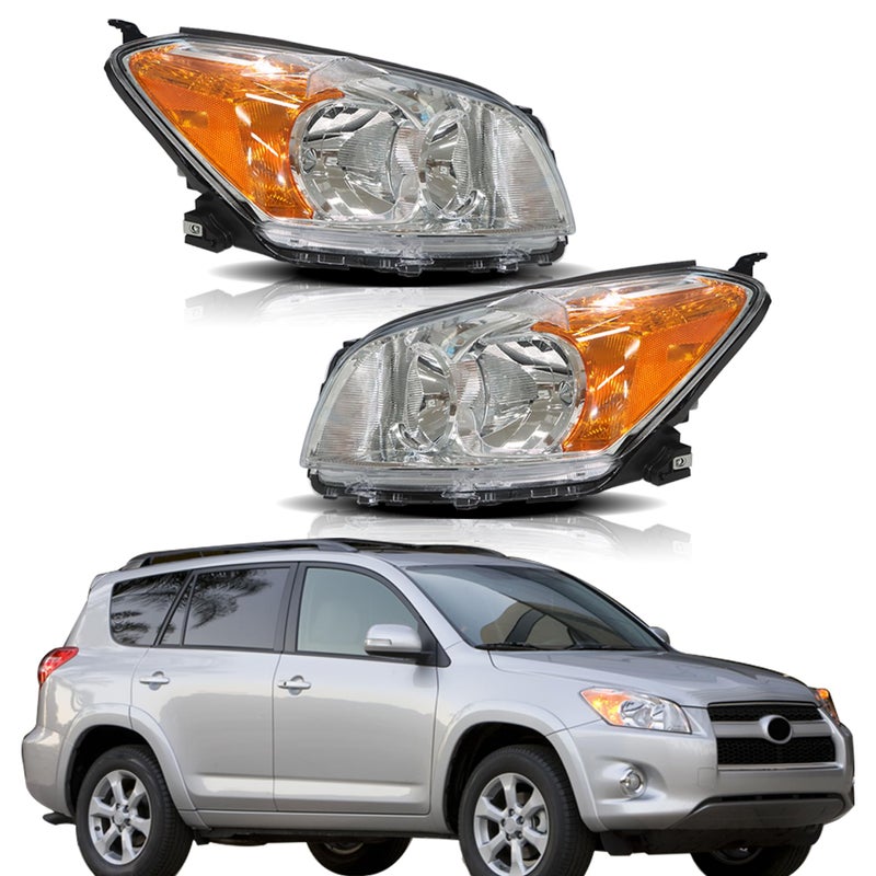 GENRICS Headlights Repalcement for 2009 2010 2011 2012 RAV4 Headlamps Headlight Assembly pair Driver and Passenger Side