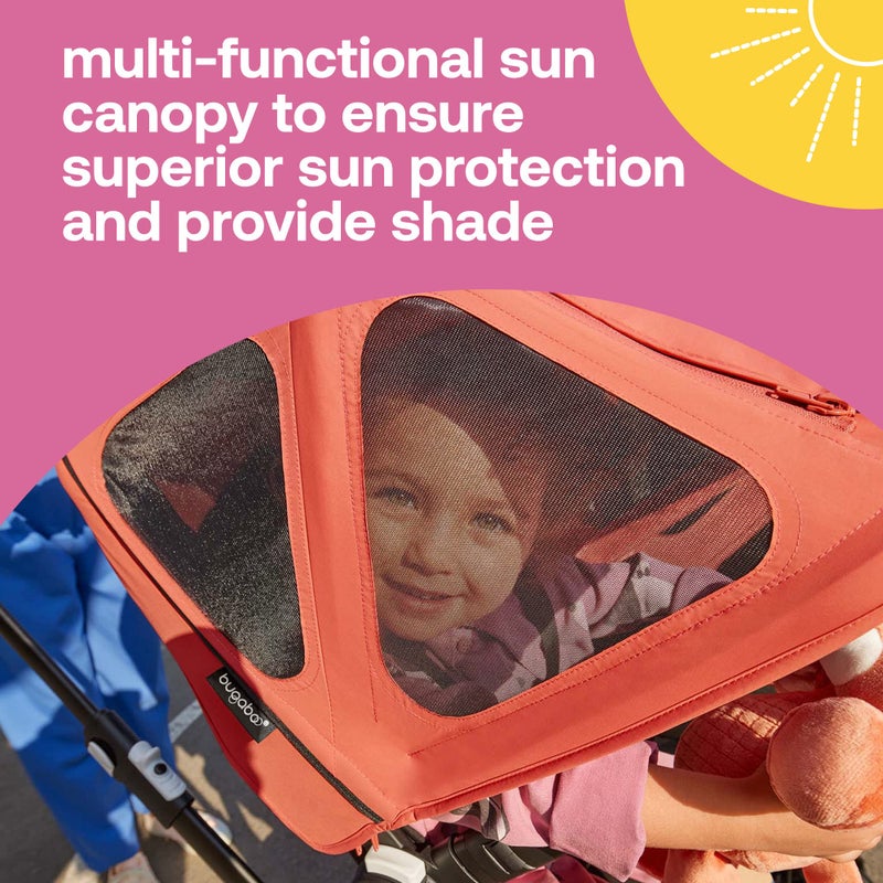 Bugaboo Breezy Sun Canopy, Extendable for Extra Coverage and Optimal Sun Protection, Water Repellent, Compatible with Fox/Cameleon 3/Lynx Strollers (Midnight Black) - Image 3