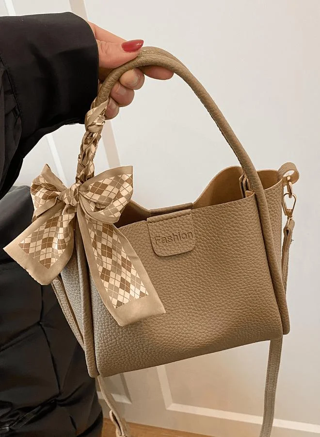 Take Two Khaki Shoulder Bag with Adjustable Strap
