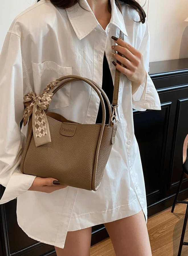 Take Two Khaki Shoulder Bag with Adjustable Strap