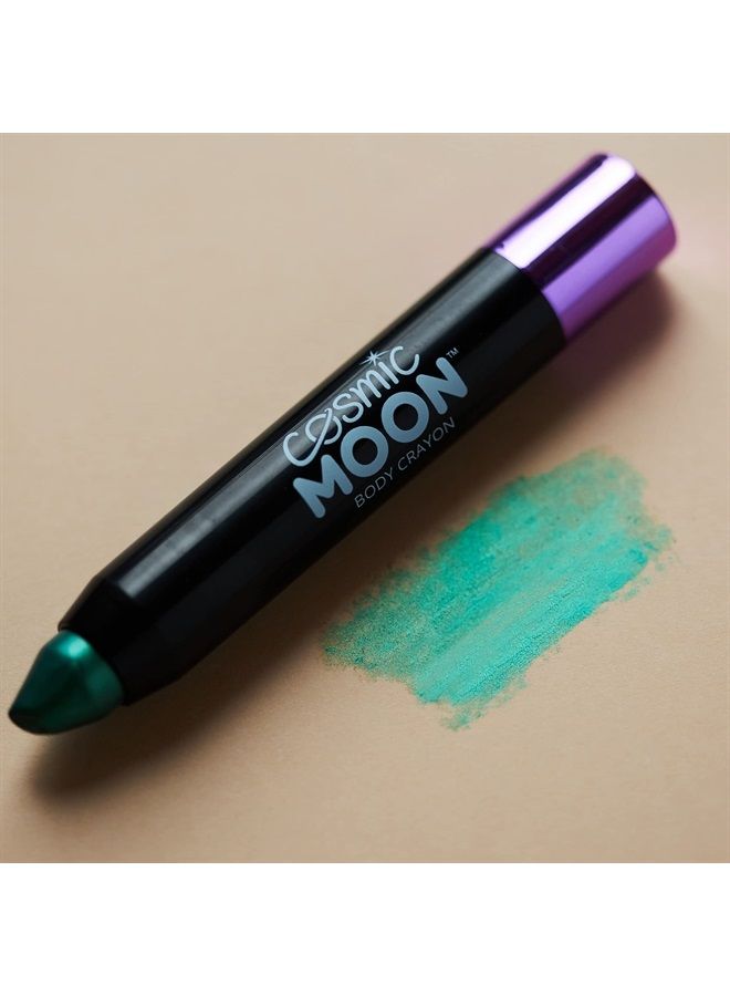 Cosmic Moon Metallic Face Paint Stick/Body Crayon makeup for the Face & Body - 0.12oz - Easily create metallic designs like a pro! - Green - Image 2