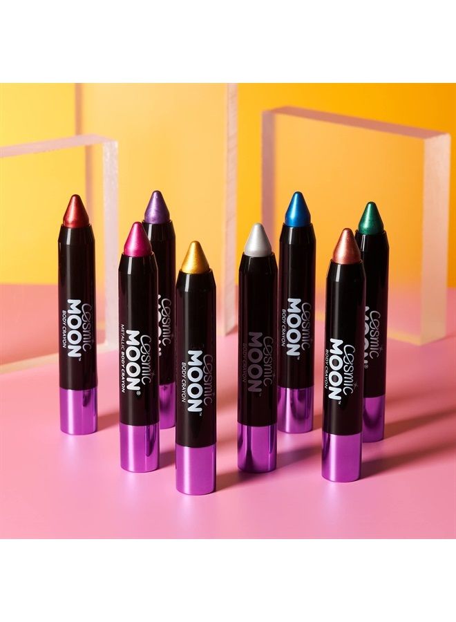 Cosmic Moon Metallic Face Paint Stick/Body Crayon makeup for the Face & Body - 0.12oz - Easily create metallic designs like a pro! - Green - Image 3