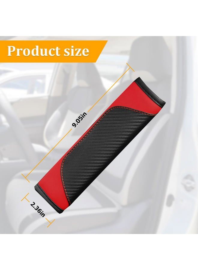 Osilly 2PCS Car Seat Belt Cover, Carbon Fiber Seatbelt Shoulder Protection, Soft Car Seat Belt Strap Cushion Protect Your Neck and Shoulder, Car Accessories Seat Belt Pad for Car Truck (Red) - Image 2