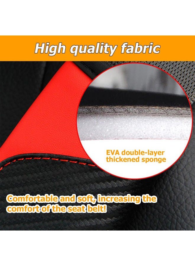 Osilly 2PCS Car Seat Belt Cover, Carbon Fiber Seatbelt Shoulder Protection, Soft Car Seat Belt Strap Cushion Protect Your Neck and Shoulder, Car Accessories Seat Belt Pad for Car Truck (Red) - Image 3