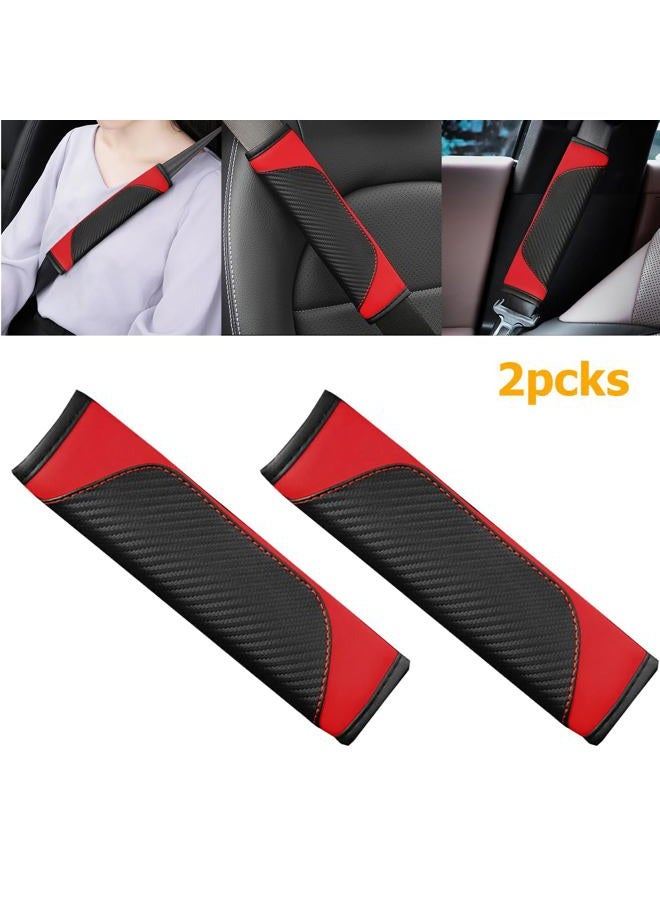 Osilly 2PCS Car Seat Belt Cover, Carbon Fiber Seatbelt Shoulder Protection, Soft Car Seat Belt Strap Cushion Protect Your Neck and Shoulder, Car Accessories Seat Belt Pad for Car Truck (Red) - Image 4