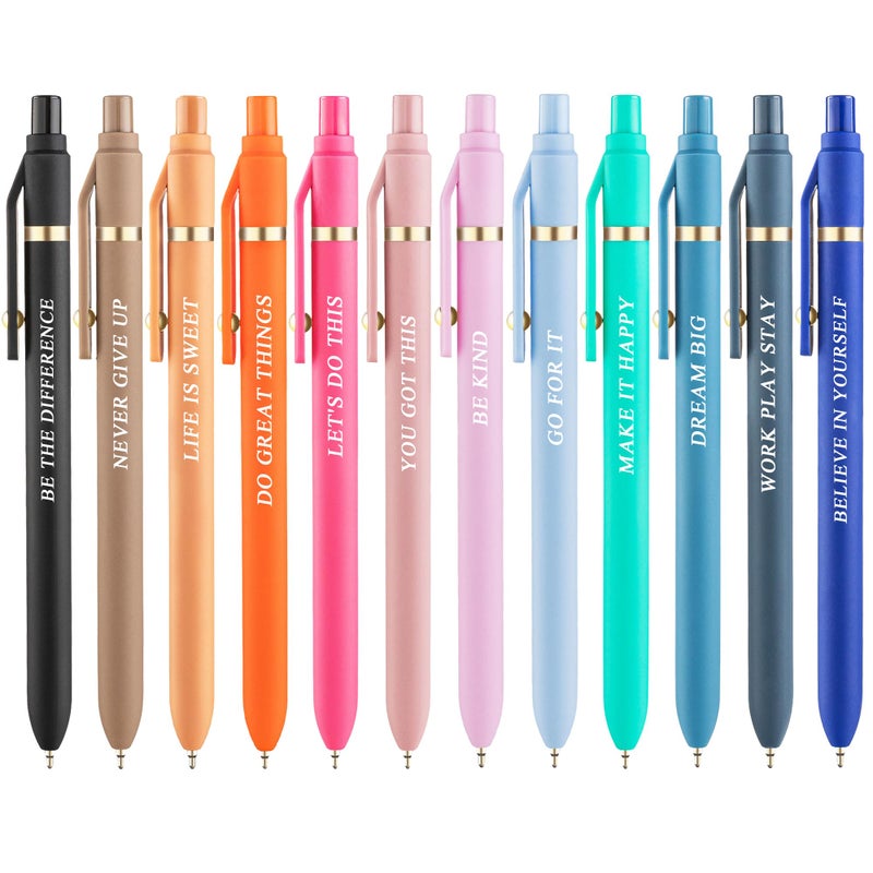 あおぞら(AOZORA) Aozora Pens Ballpoint Motivational Inspirational Gifts for Coworkers Super Smooth Writing Pens 12 Pcs Medium Point 1.0mm Cute Office School Supplies - Image 1