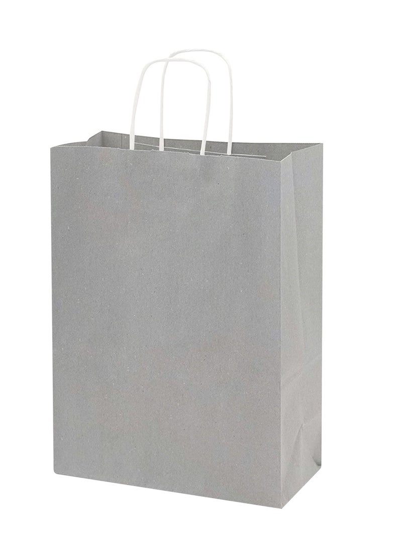 MARKQ Silver Paper bags with handles 33 x 26 x 12 cm Large Kraft Gift bags for Birthday Party Supplies, Weddings, Shopping, Presents (12 Bags) - Image 1