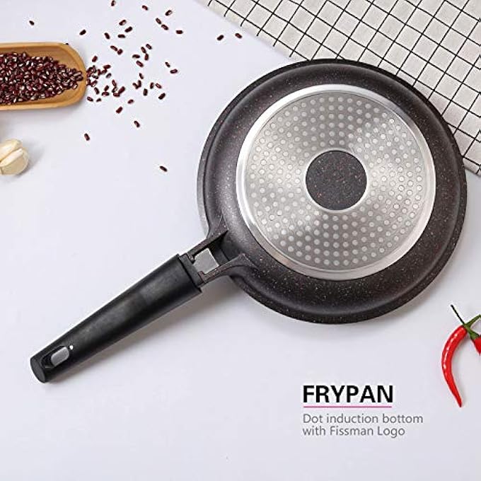 فيسمان مقلاة 28 سم بمقبض قابل للفصل، مقلاة ألومنيوم غير لاصقة بعمق 50 سم، سلسلة ريبستو، أواني طهي بالحث، مقبض باكليت مريح لطهي الأومليت والقلي السريع - Image 4