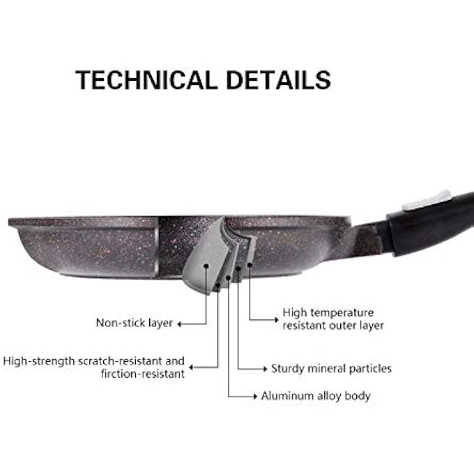 فيسمان مقلاة 28 سم بمقبض قابل للفصل، مقلاة ألومنيوم غير لاصقة بعمق 50 سم، سلسلة ريبستو، أواني طهي بالحث، مقبض باكليت مريح لطهي الأومليت والقلي السريع - Image 3