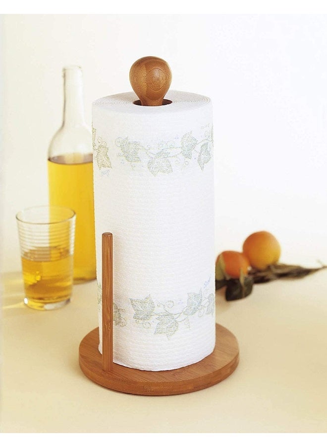 MOMENT 1 Pack Bamboo Roll Holder Countertop Tissue Stand Bamboo Paper Towel Holder Kitchen Paper Towel Stand Tissue Holder Paper Towel Holders Tissue Paper Bamboo Toilet - Image 2