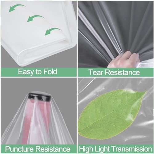 ToLanbbt 12 x 26 FT Clear Greenhouse Plastic Sheeting, 6 Mil Polyethylene Film Heavy Duty, Water Sun Frost Wind Dust Resistant Winter Hoop House Toughness Plastic Cover for Farming, Gardening, Agriculture, DIY - Image 4